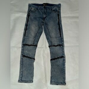 Skinny jeans with a lot of zipper detail.